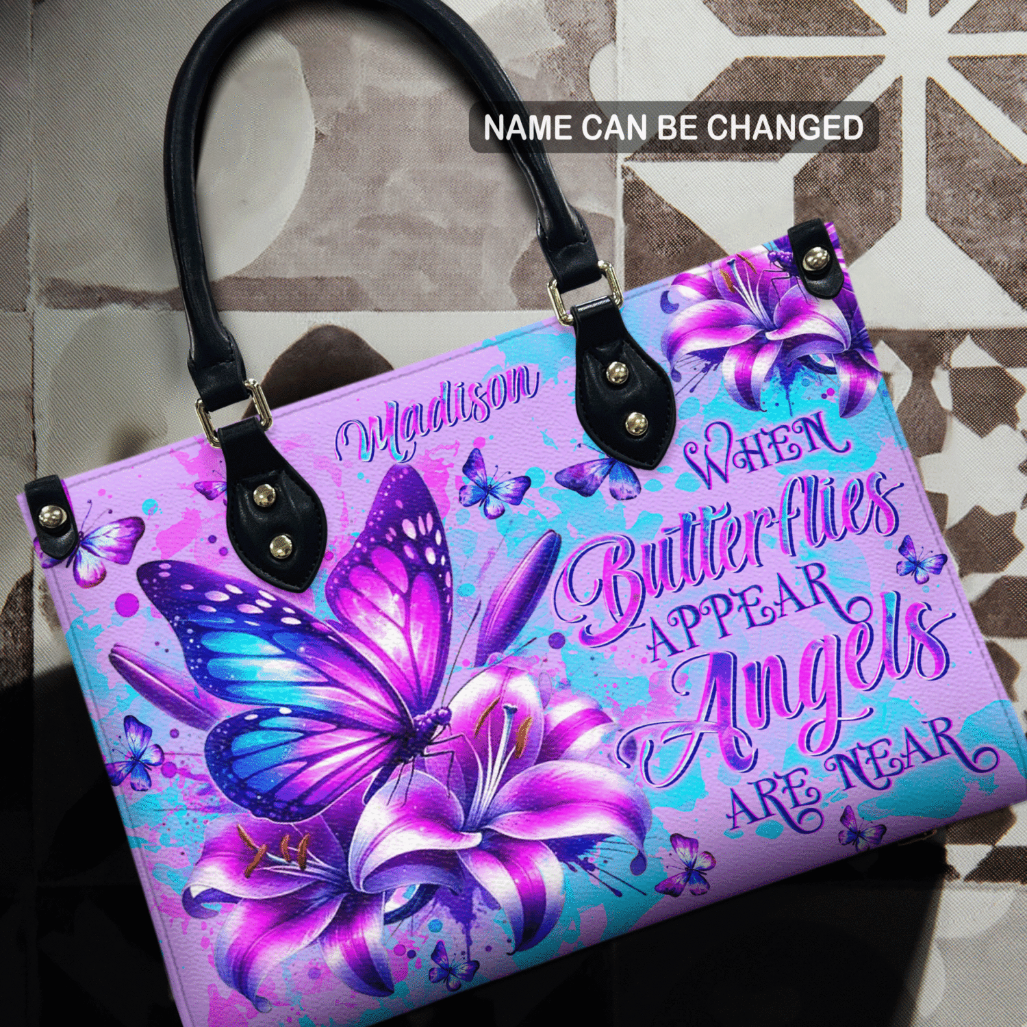 When Butterflies Appear Angels Are Near  Leather Handbag  - Tltw3012241