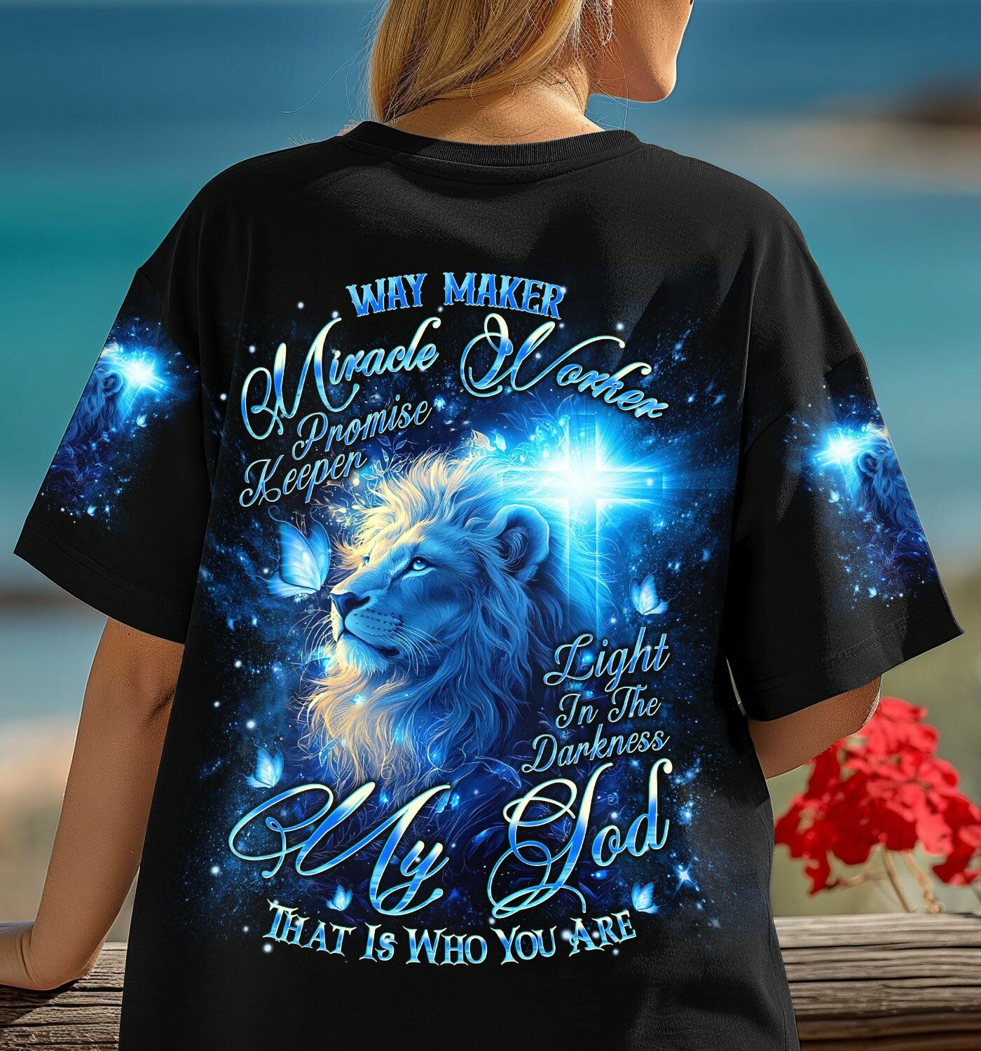 Way Maker Miracle Worker Cross Lion Women's All Over Print Shirt - Tlnt1006252