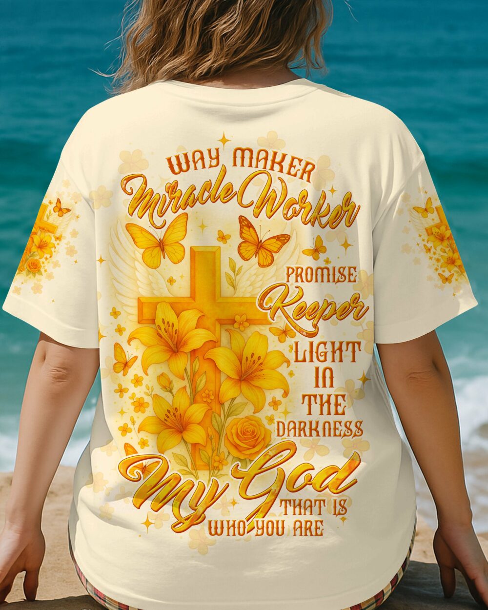 Way Maker Miracle Worker Cross Lilies Women's All Over Print Shirt - Tltw1006254