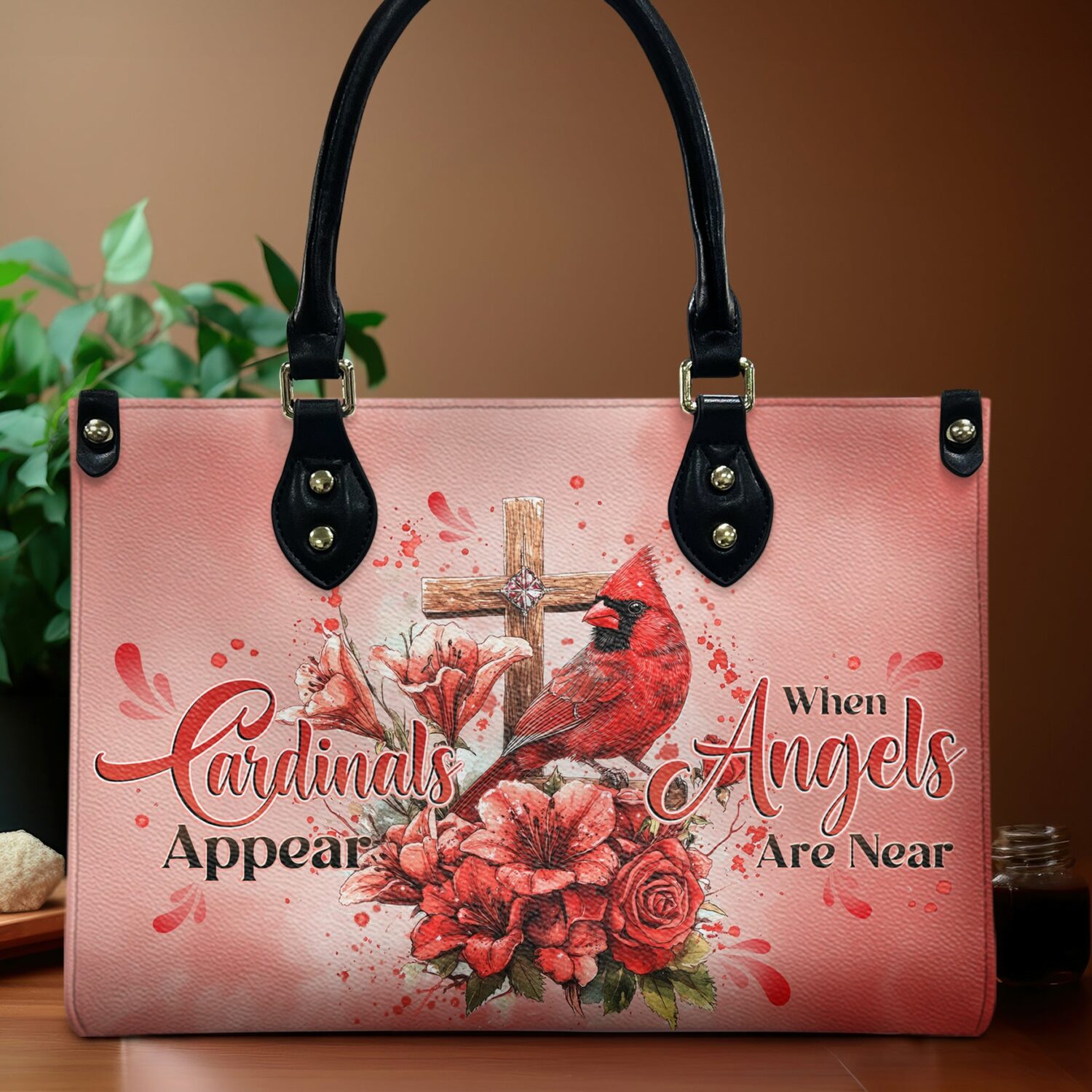 Personalized When Cardinals Appear Angels Are Near Leather Handbag - Tytd3112242