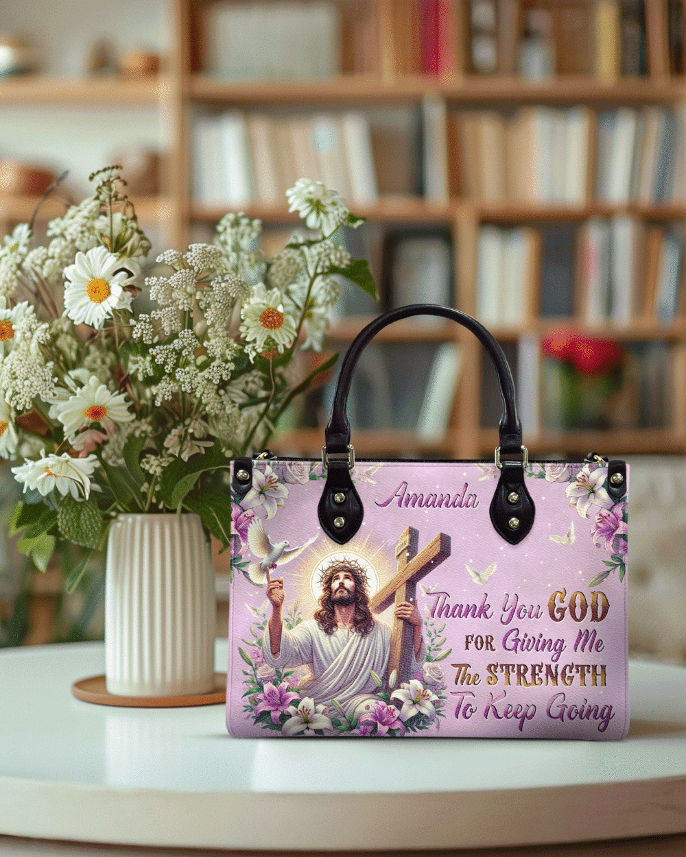 Thank You God Leather Handbag - Tytd1004252
