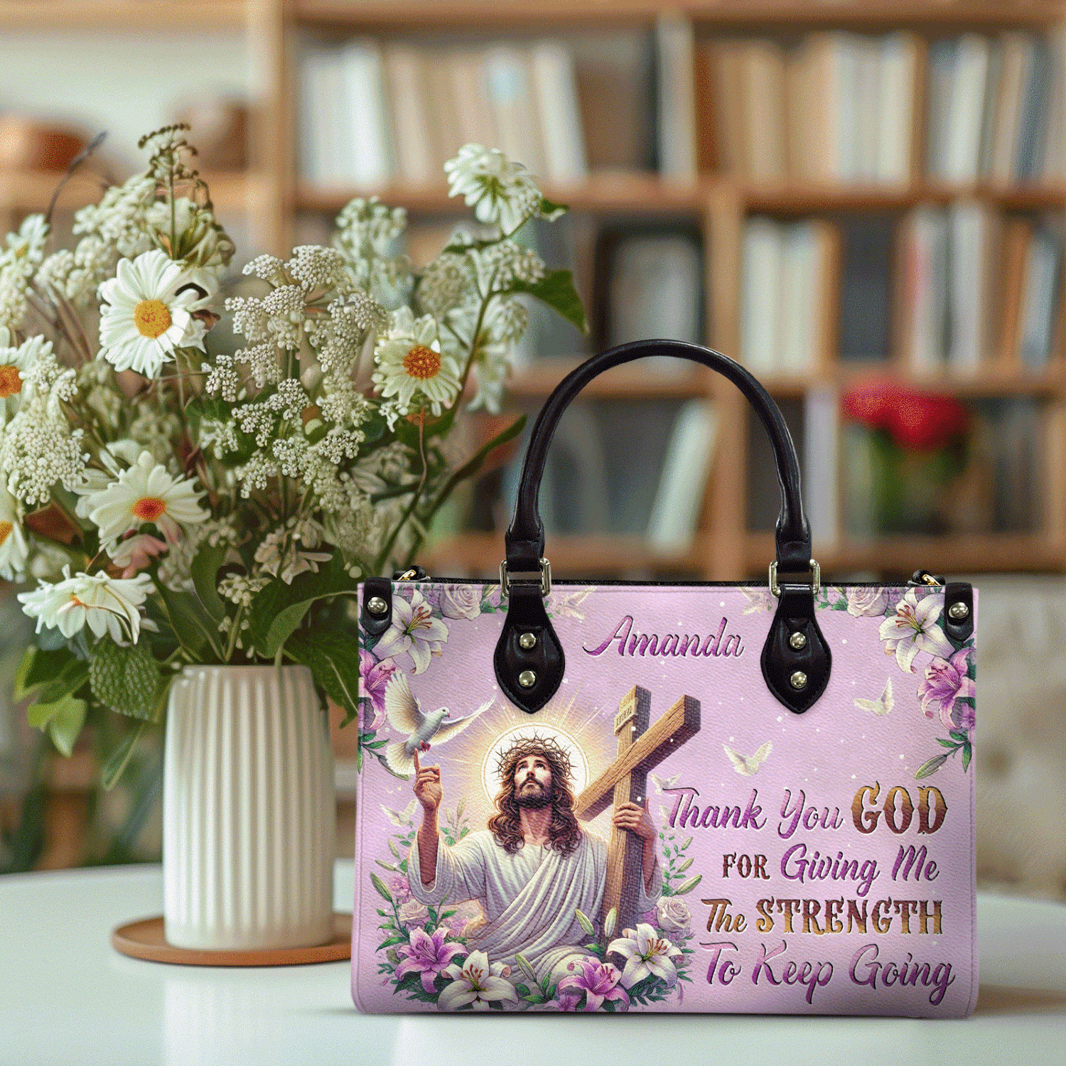 Thank You God Leather Handbag - Tytd1004252
