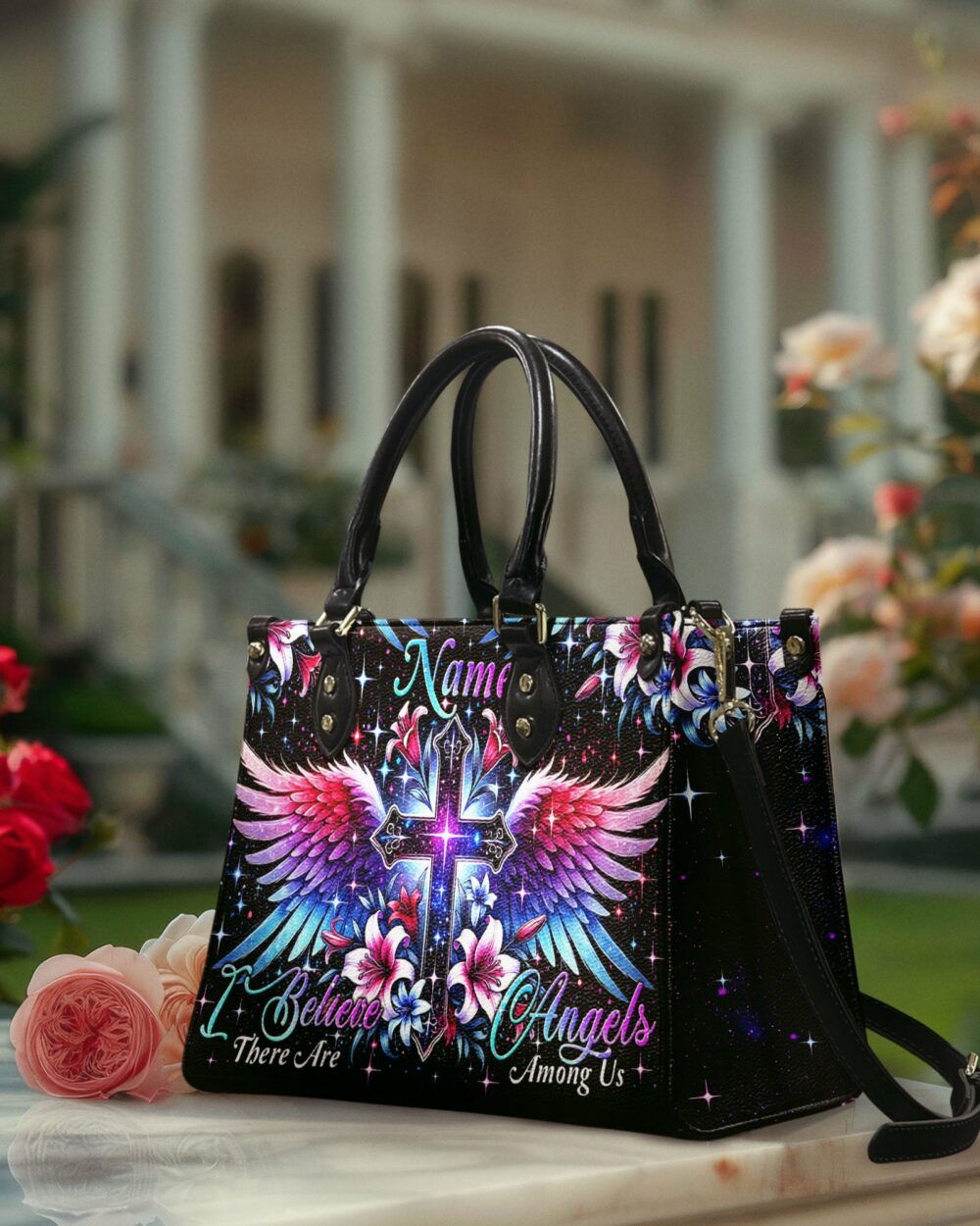 I Believe There Are Angels Among Us Leather Handbag - Tytm2202251 - Image 3