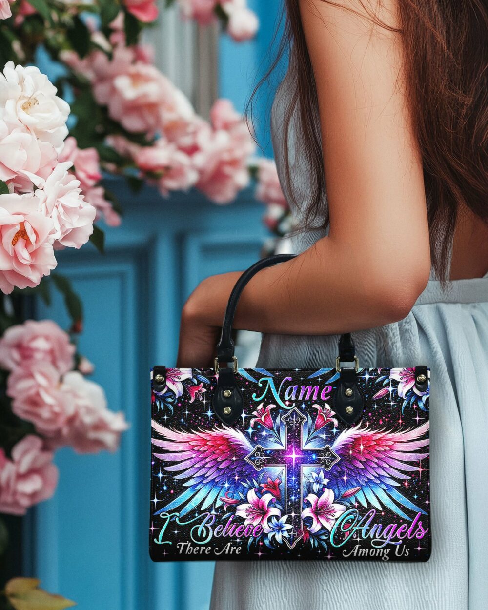 I Believe There Are Angels Among Us Leather Handbag - Tytm2202251 - Image 4