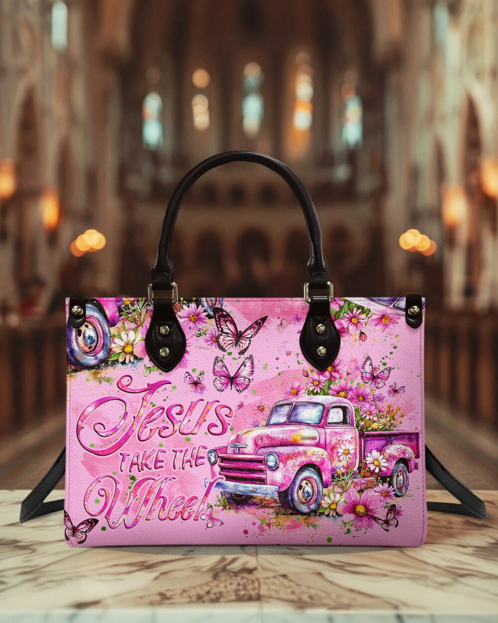 Jesus Take The Wheel Leather Handbag - Tyqy1604256