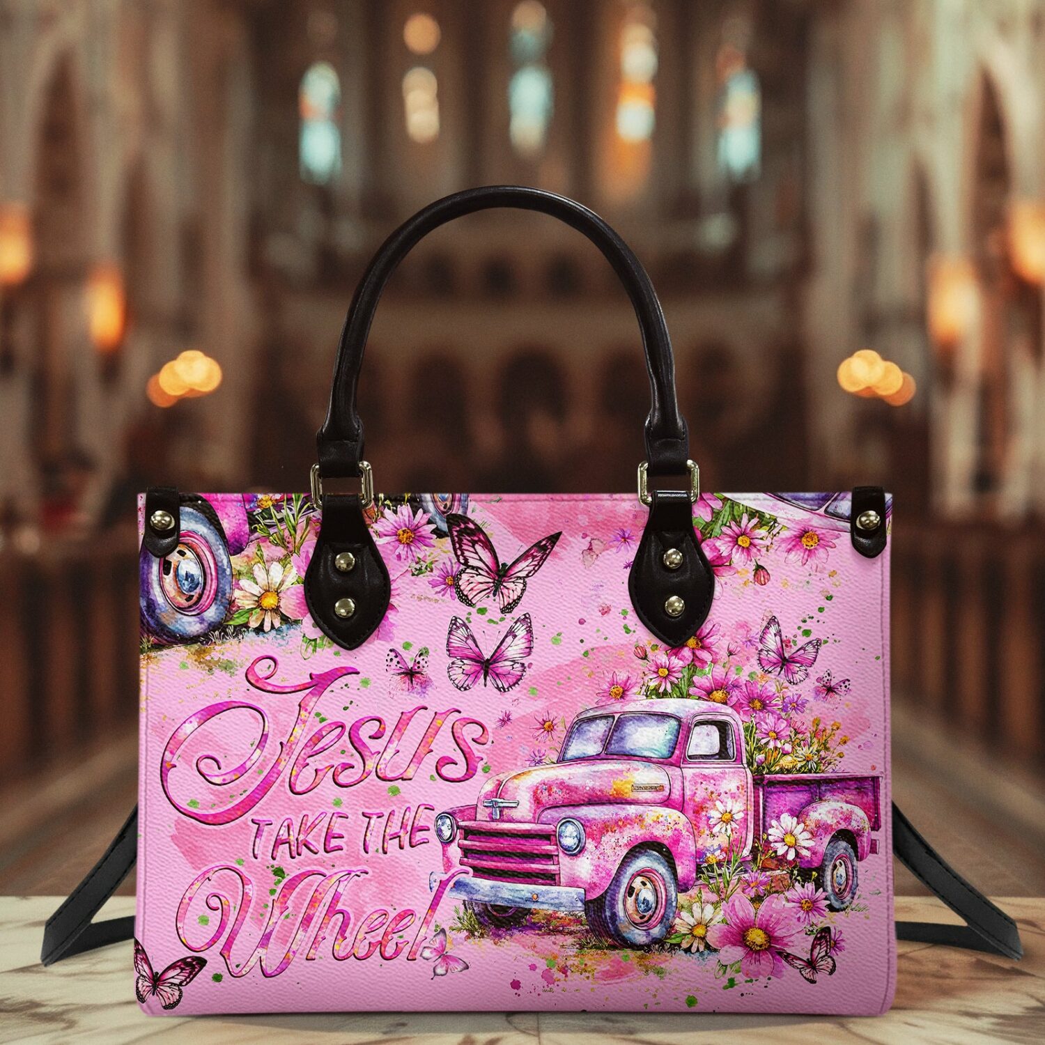 Jesus Take The Wheel Leather Handbag - Tyqy1604256