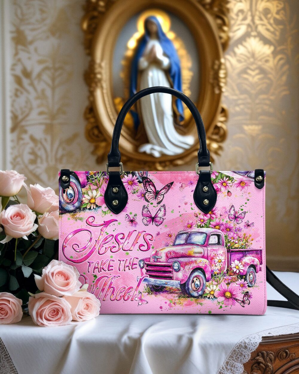 Jesus Take The Wheel Leather Handbag - Tyqy1604256 - Image 2