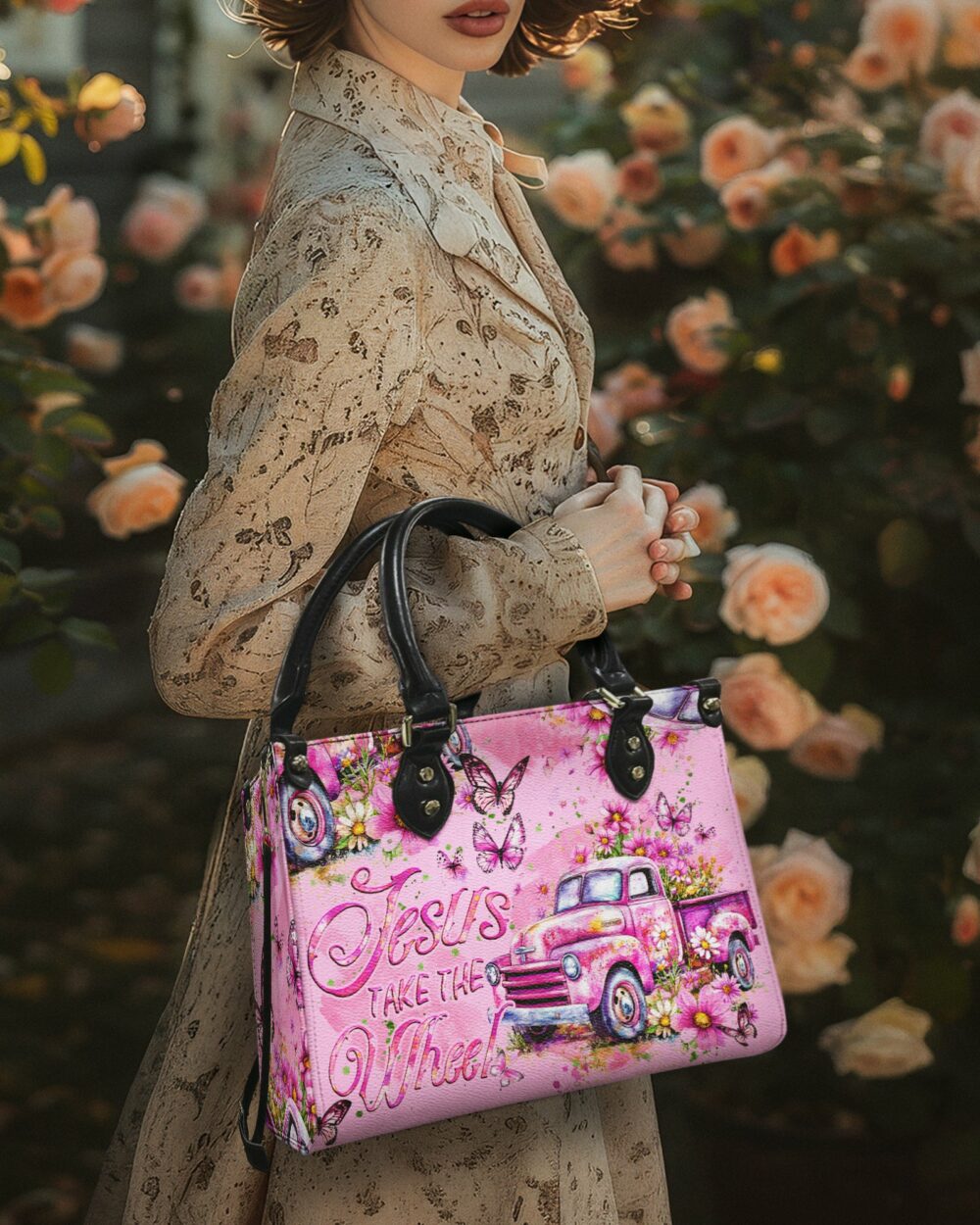 Jesus Take The Wheel Leather Handbag - Tyqy1604256 - Image 3
