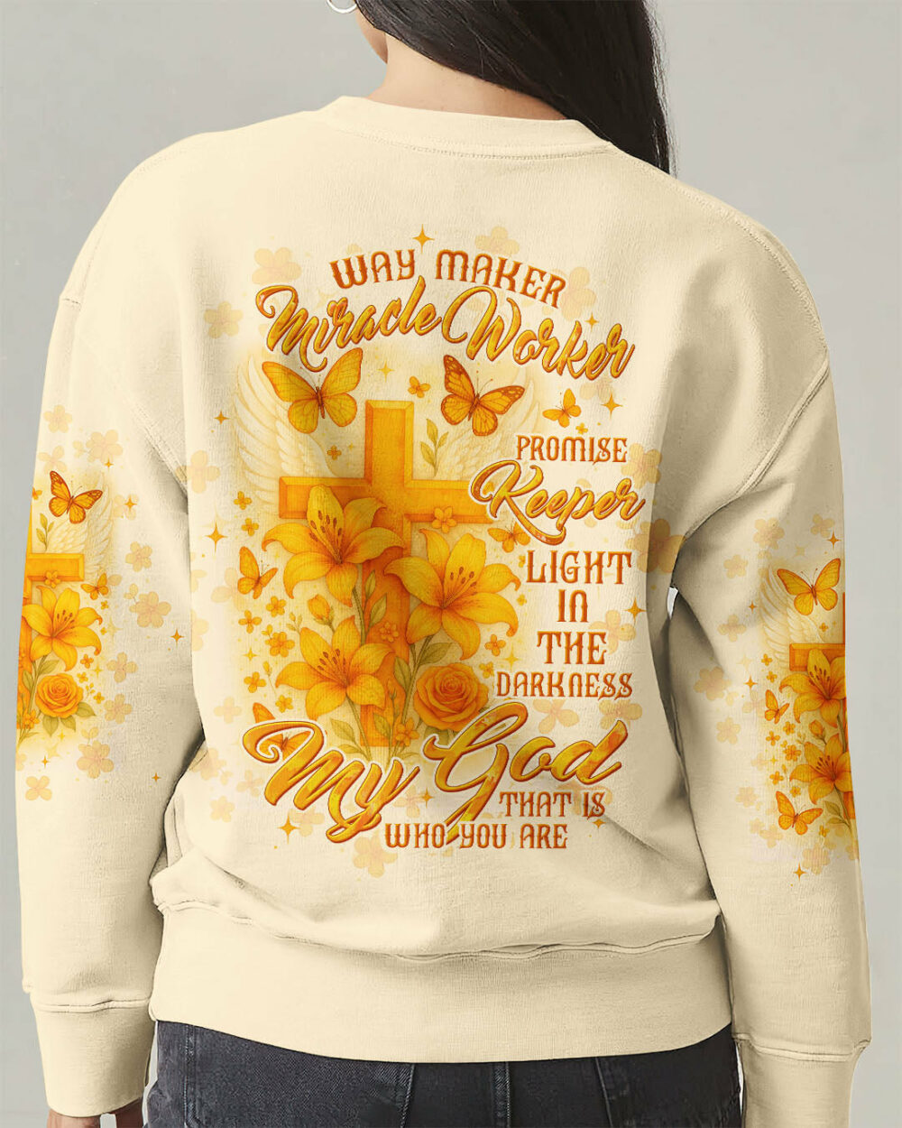 Way Maker Miracle Worker Cross Lilies Women's All Over Print Shirt - Tltw1006254 - Image 9