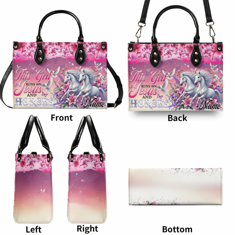 This Girl Runs On Jesus And Horses Leather Handbag - Tytm1903254 - Image 8