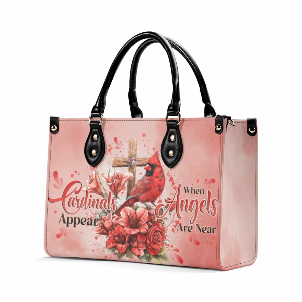 Personalized When Cardinals Appear Angels Are Near Leather Handbag - Tytd3112242 - Image 7