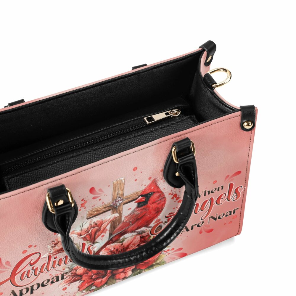 Personalized When Cardinals Appear Angels Are Near Leather Handbag - Tytd3112242 - Image 8