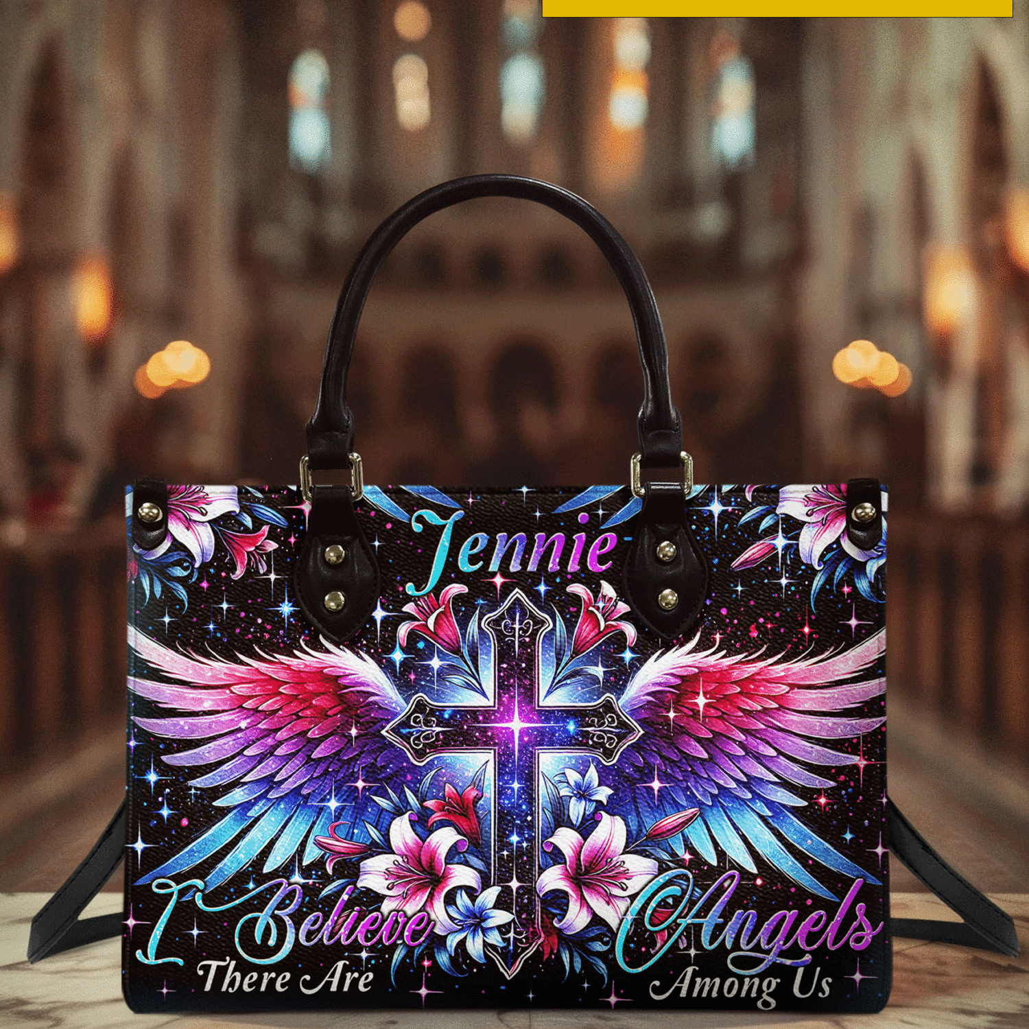 I Believe There Are Angels Among Us Leather Handbag - Tytm2202251