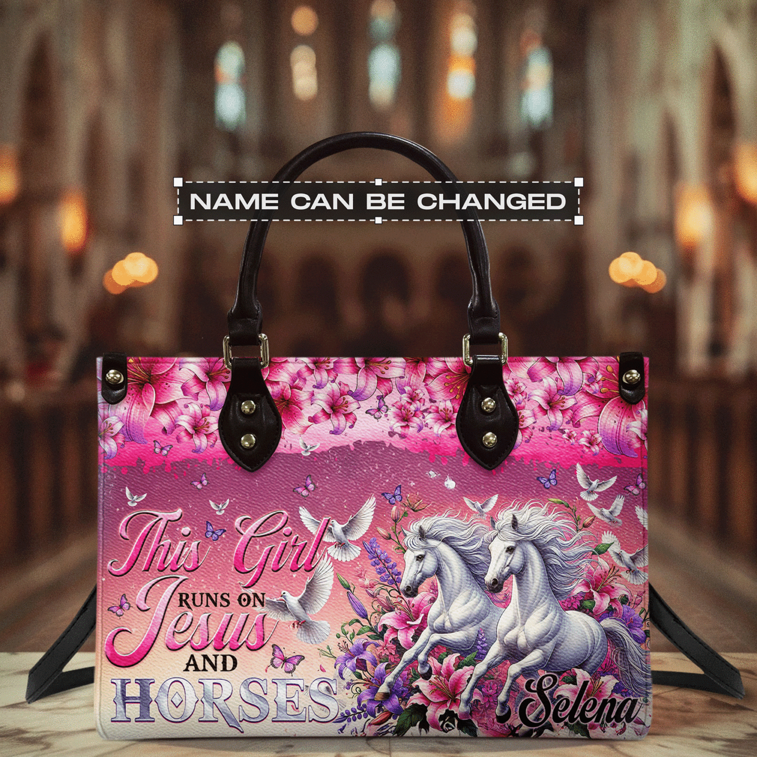 This Girl Runs On Jesus And Horses Leather Handbag - Tytm1903254