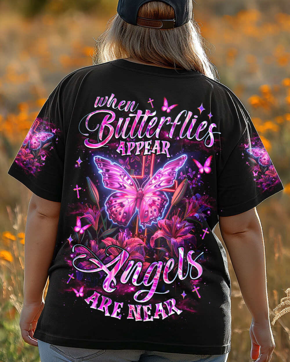 When Butterflies Appear Angels Are Near Women's All Over Print Shirt - Tlnz1806252 - Image 2