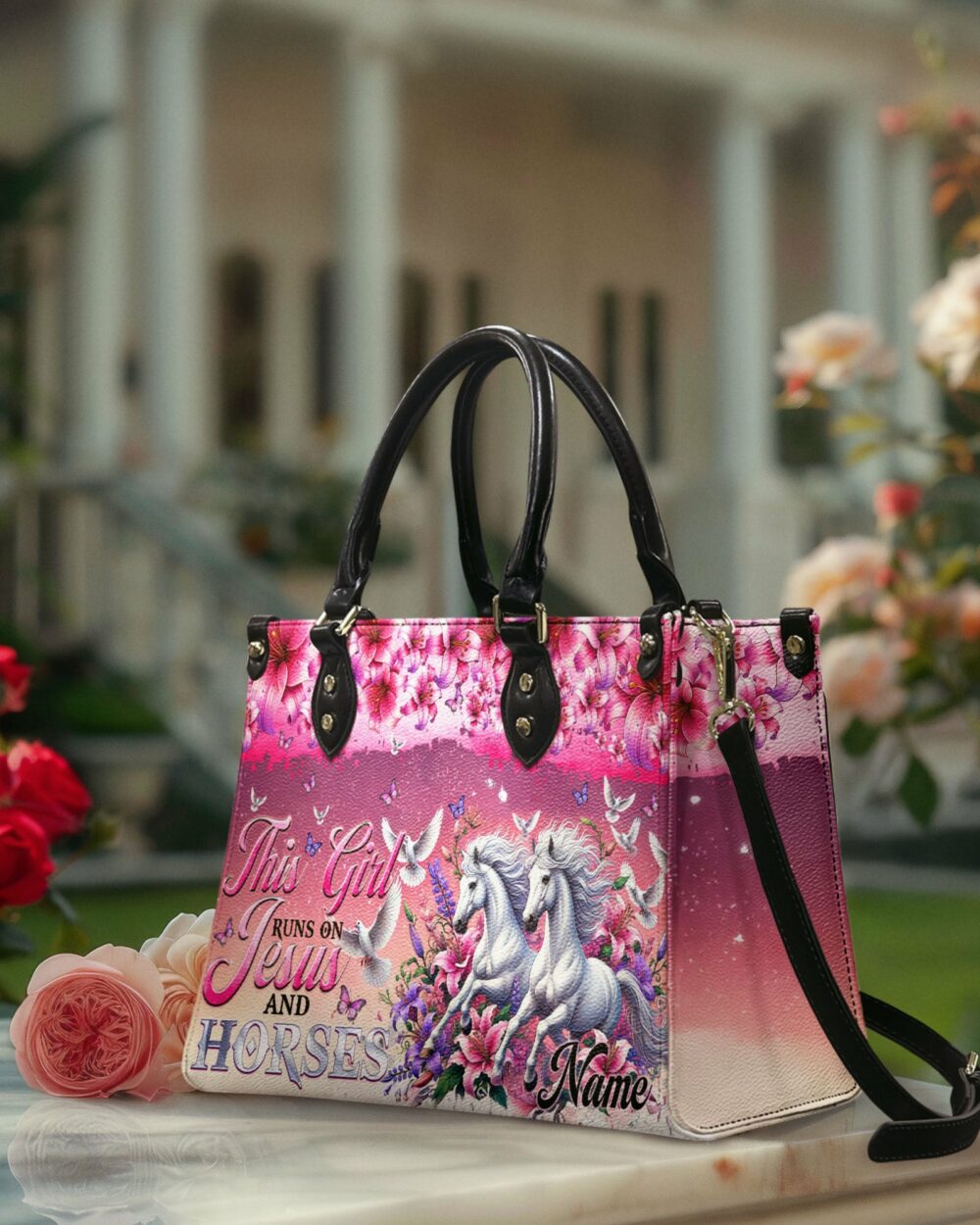 This Girl Runs On Jesus And Horses Leather Handbag - Tytm1903254 - Image 2