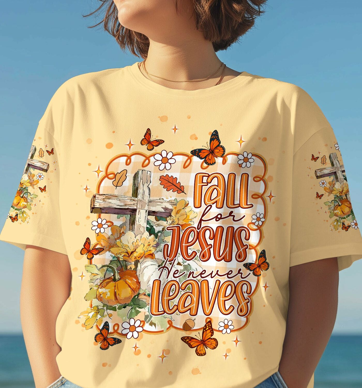 Fall For Jesus Autumn Women's All Over Print Shirt   - Tlnt1407252