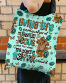 Living Life Somewhere Between Jesus Cow Tote Bag - Tltr1309236
