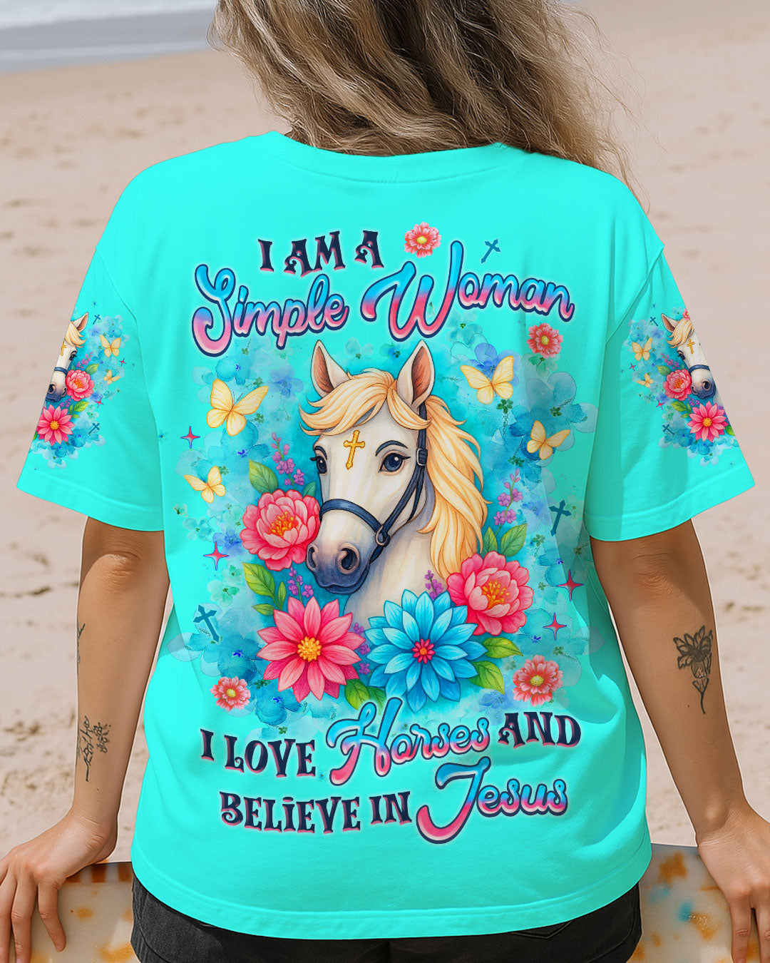 I Love Horses And Believe In Jesus  Women's All Over Print Shirt - Tlnz1807254